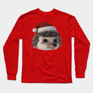 Christmas Hedgehog Or Opossum Wearing Santa Costume Long Sleeve T-Shirt